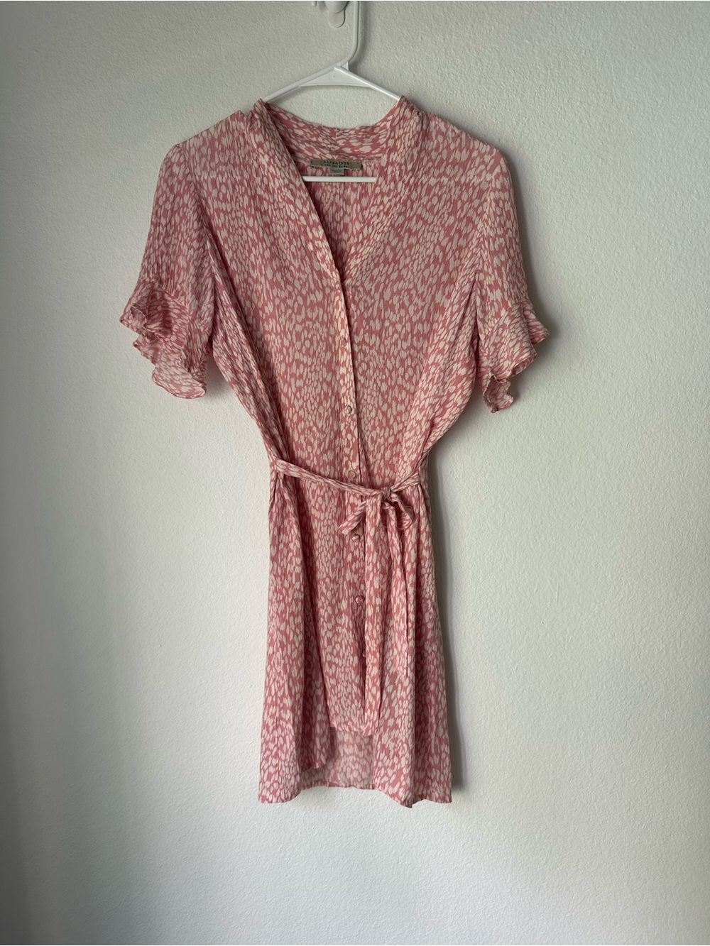 All Saints Women's Pink Patterned Tie-Waist Dress size 2